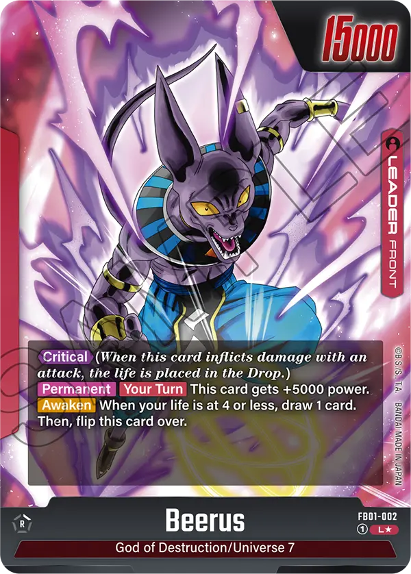 Beerus FB01 002 Alternate Art - FB01-002 Red card
